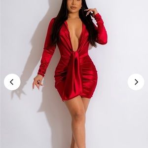 Red low cut dress